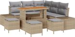vidaXL Tuinbank Set Beige Poly Rattan