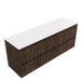 Saniclass Badkamermeubelset - 160x45x62.5cm - Torino solid surface topblad wit - zonder kraangat - 4 lades - mat eiken charcoal (hout) SW1420814/SW1471866