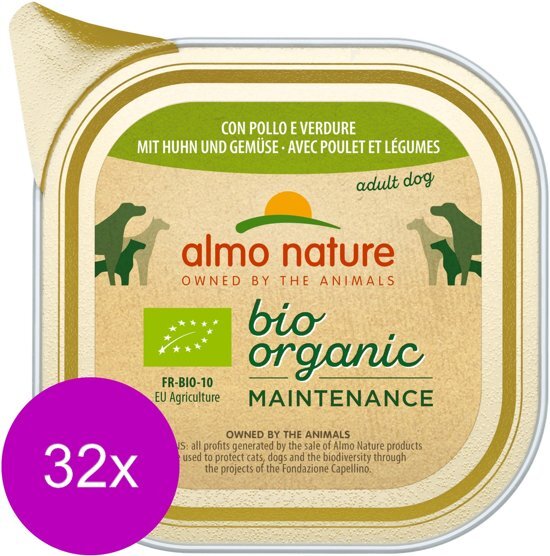 Almo Nature Nature Alu Daily Menu Bio Adult 100 g - Hondenvoer - 32 x Kip&Wortel