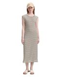 Tom Tailor Denim Midi-jurk met gestreept patroon - Maat XL - olive white stripe