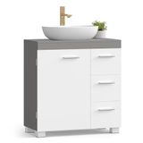 VASAGLE Wastafelonderkast, met 3 Lades en 1 Deur, 60 x 30 x 63,8 cm | Badkamerkast, Onderkast met Verstelbare Plank, Cementgrijs en Wolk wit, CUSTOS Collectie BBK513GU01