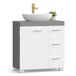 VASAGLE Wastafelonderkast, met 3 Lades en 1 Deur, 60 x 30 x 63,8 cm | Badkamerkast, Onderkast met Verstelbare Plank, Cementgrijs en Wolk wit, CUSTOS Collectie BBK513GU01