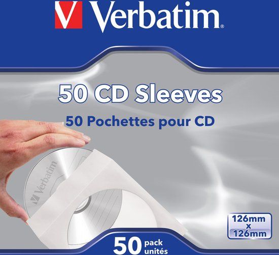 Verbatim CD/DVD Paper Sleeves - 50 Pack - White
