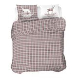 PENSIERI DELICATI Beddengoedset voor tweepersoonsbed, flanel, 100% katoen, 250 x 200 cm en kussensloop 52 x 82 cm, gemaakt in Italië, machinewasbaar op 40 °C, motief: rood hert