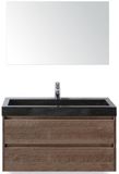 BES LED Dante Badmeubelset 100 cm - Tabacco - Wastafel Hardsteen Wit Lucca met Spiegel
