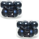 Decoris Kaemingk B.V. 20x Donkerblauwe glazen kerstballen 6 cm - glans en mat