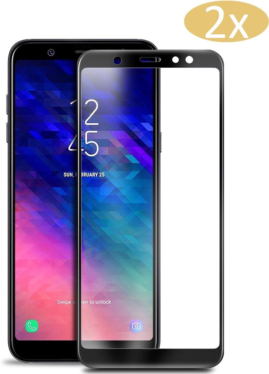 iCall 2 Stuks Samsung Galaxy A6 2018 Screenprotector Glazen Gehard Full Cover Volledig Beeld Tempered Glass - 8719752018776