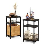Furinno Just 3-Tier Industriële Metalen Frame Bijzettafel met Opbergplanken, 2-Pack, Espresso