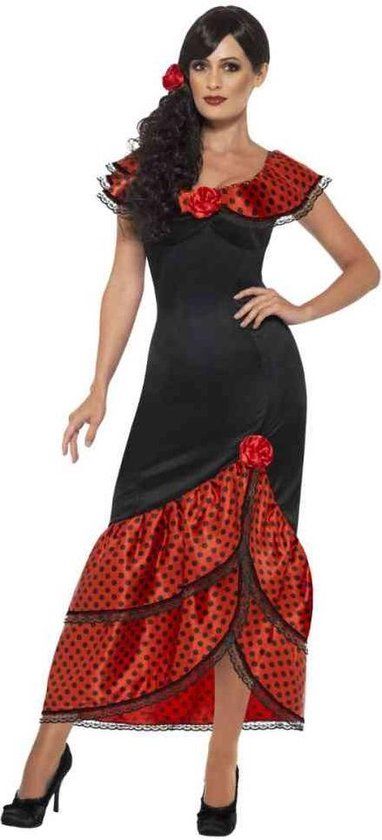 Smiffys Flamenco Senorita Kostuum - Zwart/Rood - Maat M - Vrouwen