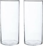 Atmosphera Bloemenvaas - 2x - cilinder vorm - transparant - glas - 13 x 30 cm