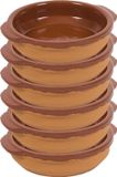 Merkloos / Sans marque Gerimport Tapas bakje/schaaltje - 8x - San Sebastian - met handvat - 13 cm - aardewerk - bruin