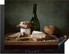 Merkloos KitchenYeah® Inductie beschermer 77x59 cm - Rustiek - Brie - Stilleven - Fles - Brood - Inductie kookplaat accessoire