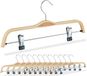 Merkloos Relaxdays broekhangers met klemmen, set van 12, kledinghangers, hout, metaal, B: 37,5 cm, ook voor rokken, natuur/zilver