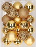 Shoppartners Bv 37x pièces boules de Noël en plastique or clair 6 cm