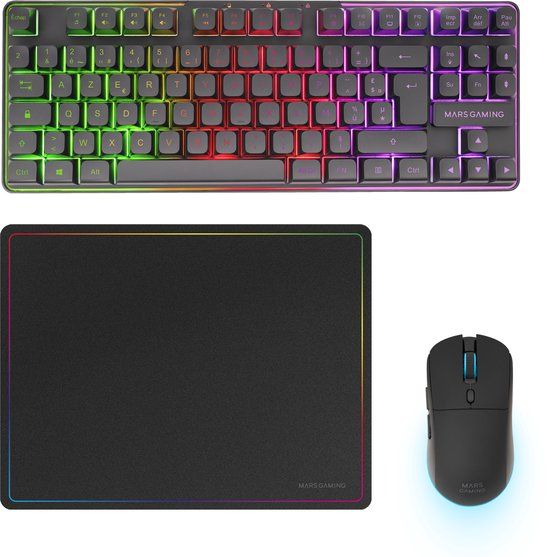 Mars Gaming MCPWTKLFR Toetsenbord en Muis Combo - RF Draadloos - AZERTY Frans - Zwart