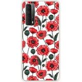 Huawei P Smart 2021 Fleurs de pavot bedrukt siliconen hoesje