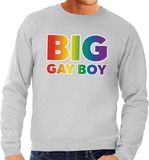 Bellatio Decorations Big Gay Boy Grote maten regenboog sweater grijs - XXXXL