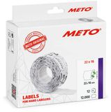 METO Etiketten voor etiketteerapparaten (22x16 mm, 2-regelig, 12000 stuks, afneembaar, voor METO, Contact, Sato, Avery, Tovel, Samark, etc.), 12 rollen, wit