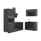 Vicco Keuken Fame-Line, Antraciet Hoogglans/Antraciet, 220 x 120 cm