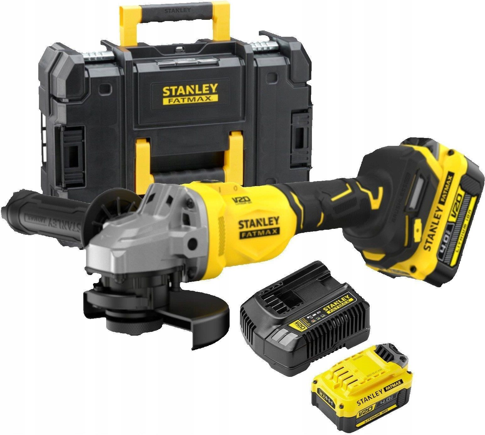 STANLEY FATMAX V20 18V Brushless Haakse slijper 125mm in koffer (met 2x 4.0Ah accu en lader) SFMCG710M1T-QW