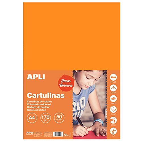 APLI 14250 - Fluorescerend oranje karton A4 170 g 50 vel