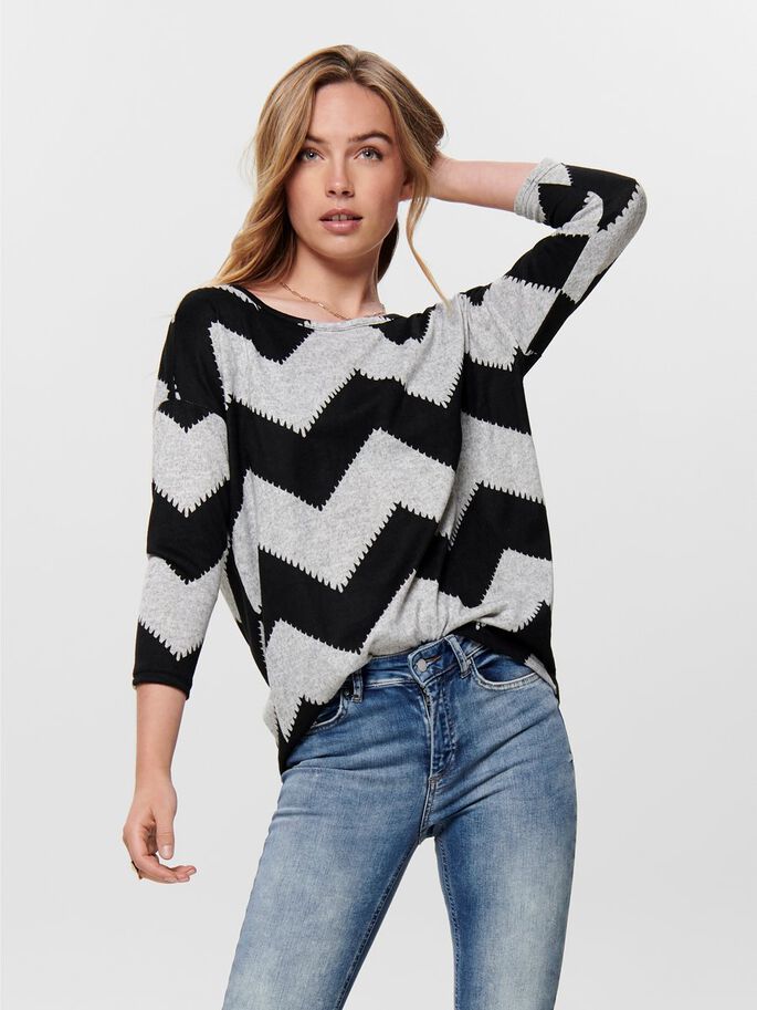 ONLY Top - Women's - Grey - Long Sleeve - Round Neck - Size L