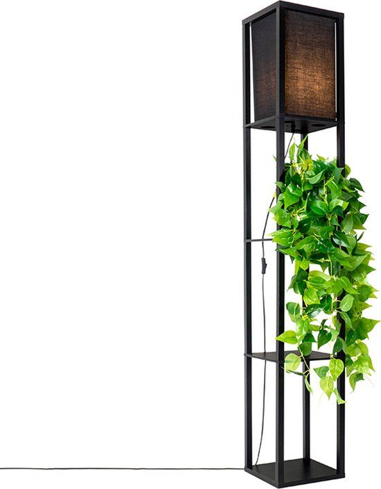 QAZQA Stojan - Moderne Vloerlamp - Zwart - H 159 cm - E27 - Dimbaar