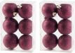 Billiet - Vanlaere 12x Aubergine Rose Boules de Noël en Plastique 6 cm Paillettes