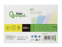 Liderpapel Indexkaart om te leren, gelinieerd, gekleurd karton, 170 g/m², 125 x 200 mm, verpakking met 200 stuks.