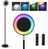 StarTech RGB LED-vloerlamp - Met afstandsbediening en dimbaar - 2700–6500 K - 2 lichtbronnen - Draaibare leeslamp - Timer - Witte lampenkap, zwarte voet