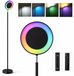 StarTech RGB LED-vloerlamp - Met afstandsbediening en dimbaar - 2700–6500 K - 2 lichtbronnen - Draaibare leeslamp - Timer - Witte lampenkap, zwarte voet