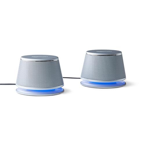 Amazon Basics USB-Powered Computer Speakers - Silver