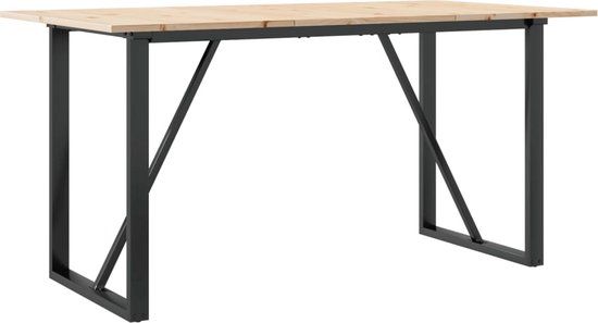 vidaXL Eettafel O-frame 140x80x75 cm massief grenenhout en staal