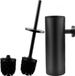 Excellent Wellness brosse WC en acier inoxydable, brosse de toilette avec brosse de rechange, bac de récupération d'eau, brosse et support de toilette, fixation murale, autoportant avec couvercle, long manche, accessoires de salle de bain, noir mat