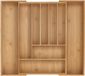 Merkloos Relaxdays bestekbak, uitschuifbaar, 7-9 vakken, 5 x 31-50 x 45 cm, bamboe