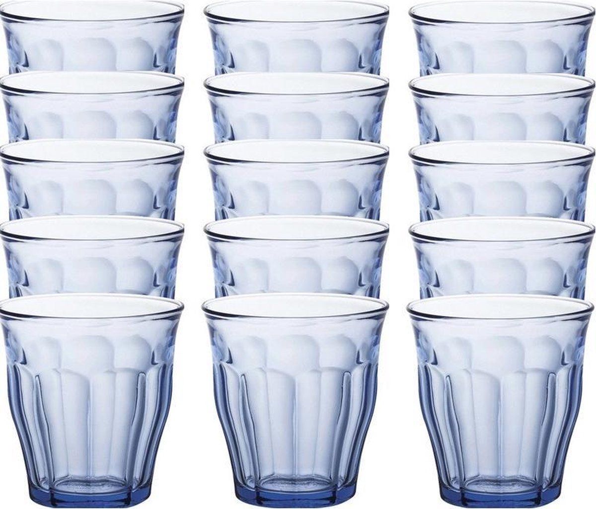 Duralex Picardie blauw 250 ml - 18x Drinkglazen/waterglazen - Koffie/thee glazen