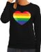 Bellatio Decorations Shoppartners Bv Gay pride regenboog hart sweater zwart - lesbo sweater voor dames - gay pride XS