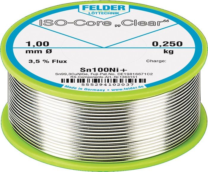 Felder Soldeerdraad | 2 mm | 100 g | Sn100Ni+ | 1 stuk