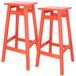 Tabouret de bar Laira, en bois de pin, couleur : corail, hauteur : 70 cm