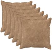 vidaXL - Kussensloop - 6 stuks - HOUTEN - Taupe - 70 x 70 cm - Katoensatijn