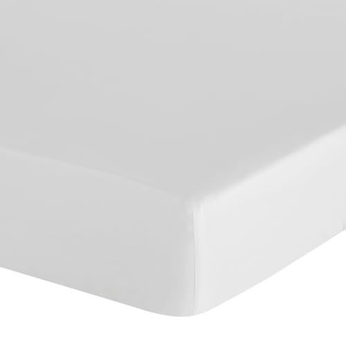 Eurofirany - Hoeslaken 100 x 200 cm, basic laken van katoen, hoeslaken met elastiek, duurzaam, voor dikke matrassen tot 30 cm diepe zak, vele kleuren, wit