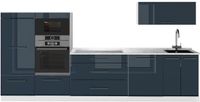 Vicco Complete keukeneenheid Fame-Line, Donkerblauw hoogglans/Wit, 340 cm