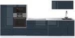 Vicco Complete keukeneenheid Fame-Line, Donkerblauw hoogglans/Wit, 340 cm