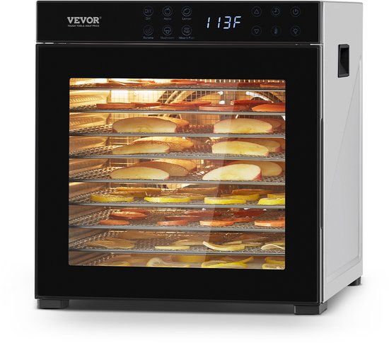 VEVOR Voedseldroger 10 Schalen Roestvrij Staal 1kw voor Het Drogen van Fruit