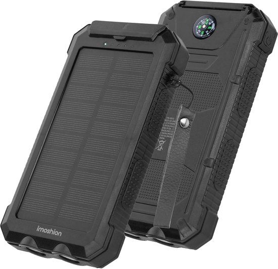 imoshion Solar Powerbank 20.000 mAh - Zonne-energie - Power Delivery - Zwart