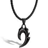 SERASAR Lederen Halsband Man [Flame] - Zwart 60cm