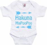 Bellatio Decorations Baby rompertje - hakuna mapoopoo - blauw - glitter - kraam cadeau - babyshower 80