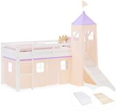 Homestyle4u Halfhoogslaper - 90x200 cm - Wit/Abrikoos - Inclusief Matras