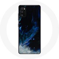 Maniacase Hoesje voor Oppo A16 Rookwolken veelkleurig blauw grijs en zwart op zwarte achtergrond