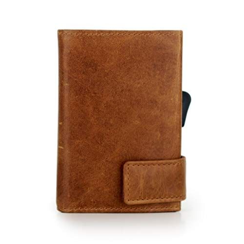 SecWal SW2 - Portemonnee - Bruin - Leer/Aluminium